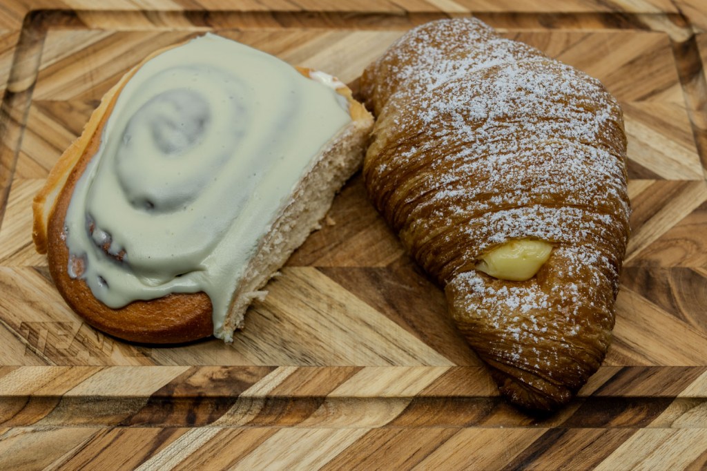 For morning tea, I enjoyed a custard croissant and a cinnamon scroll from "Cannelle French Pastries" in Torrensville.