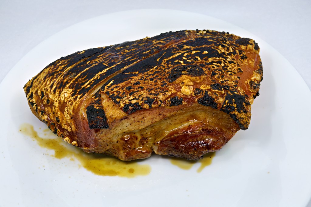 Barbecue pork belly immediately from the Weber Q+.