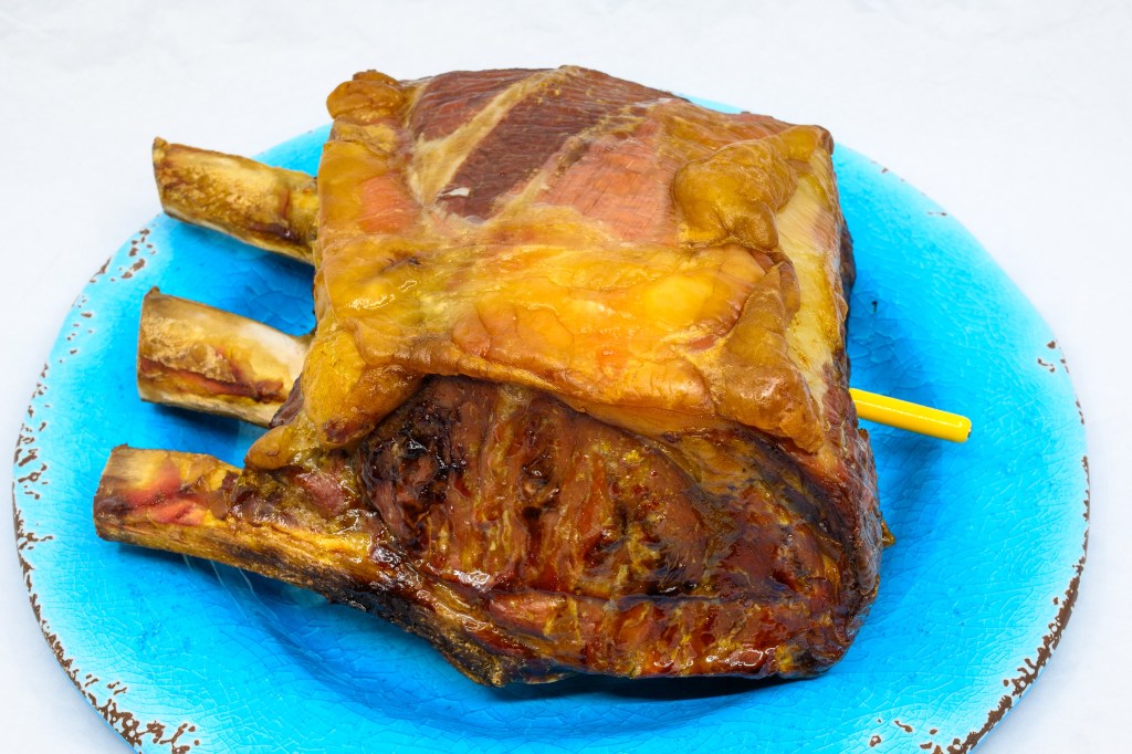 Standing rib roast cooked in a benchtop oven