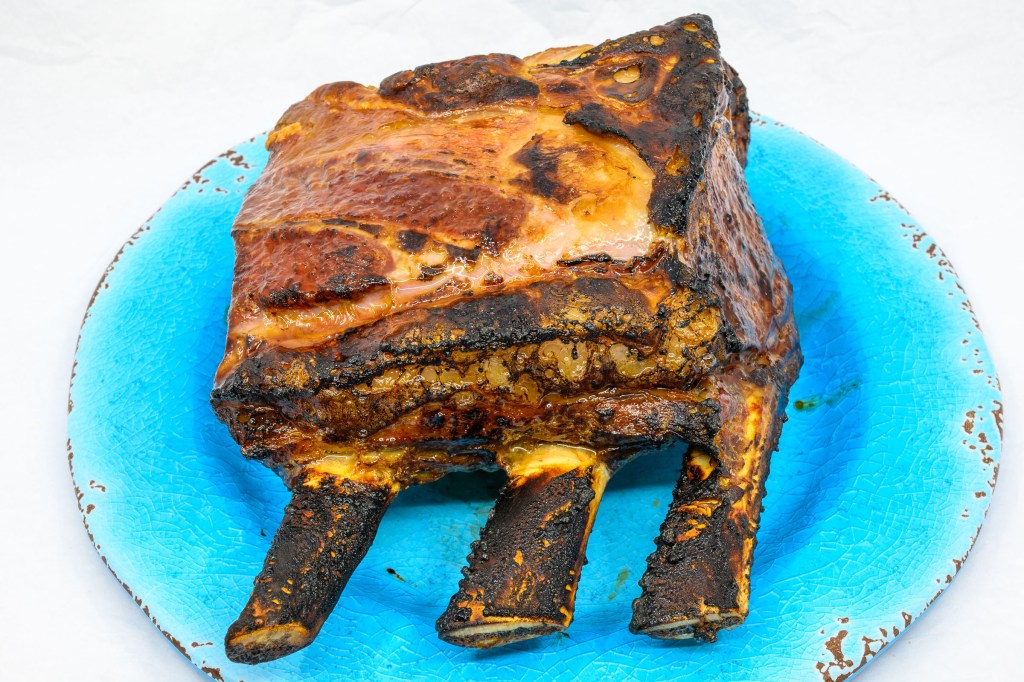 Standing rib roast finished in the Weber Q+