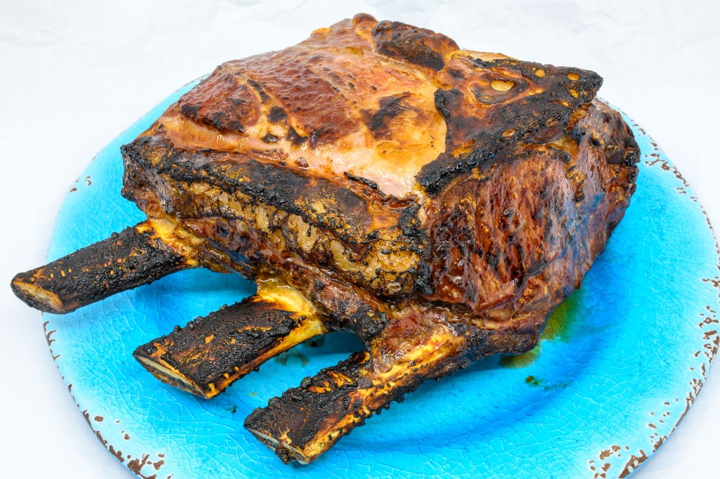 Standing rib roast finished in the Weber Q+